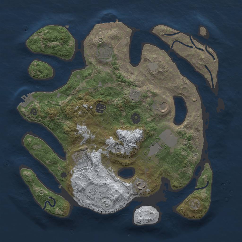 Rust Map: Procedural Map, Size: 3550, Seed: 678899, 16 Monuments