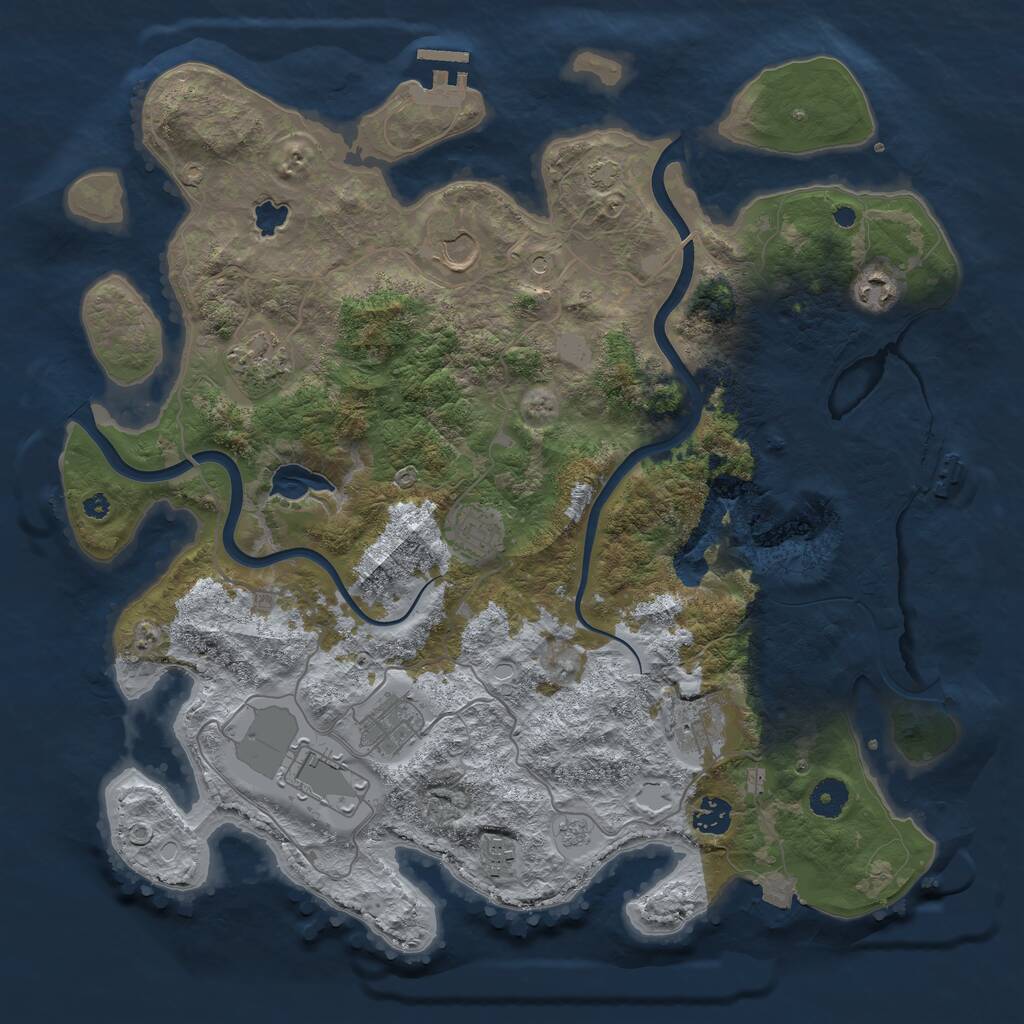 Rust Map: Procedural Map, Size: 4000, Seed: 388613, 15 Monuments