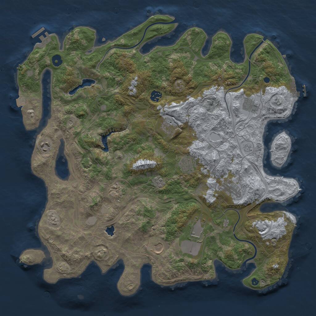 Rust Map: Procedural Map, Size: 4300, Seed: 521822437, 16 Monuments