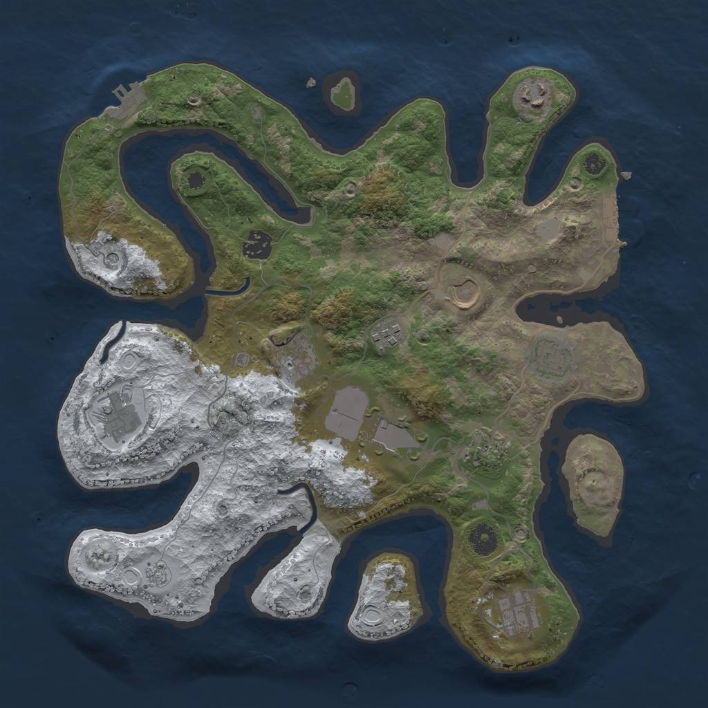 Rust Map: Procedural Map, Size: 3600, Seed: 4687444, 19 Monuments