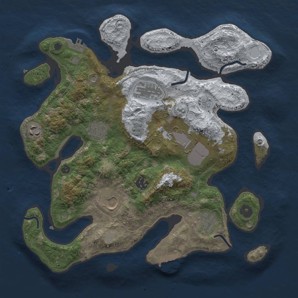 Rust Map: Procedural Map, Size: 3500, Seed: 24009836, 17 Monuments