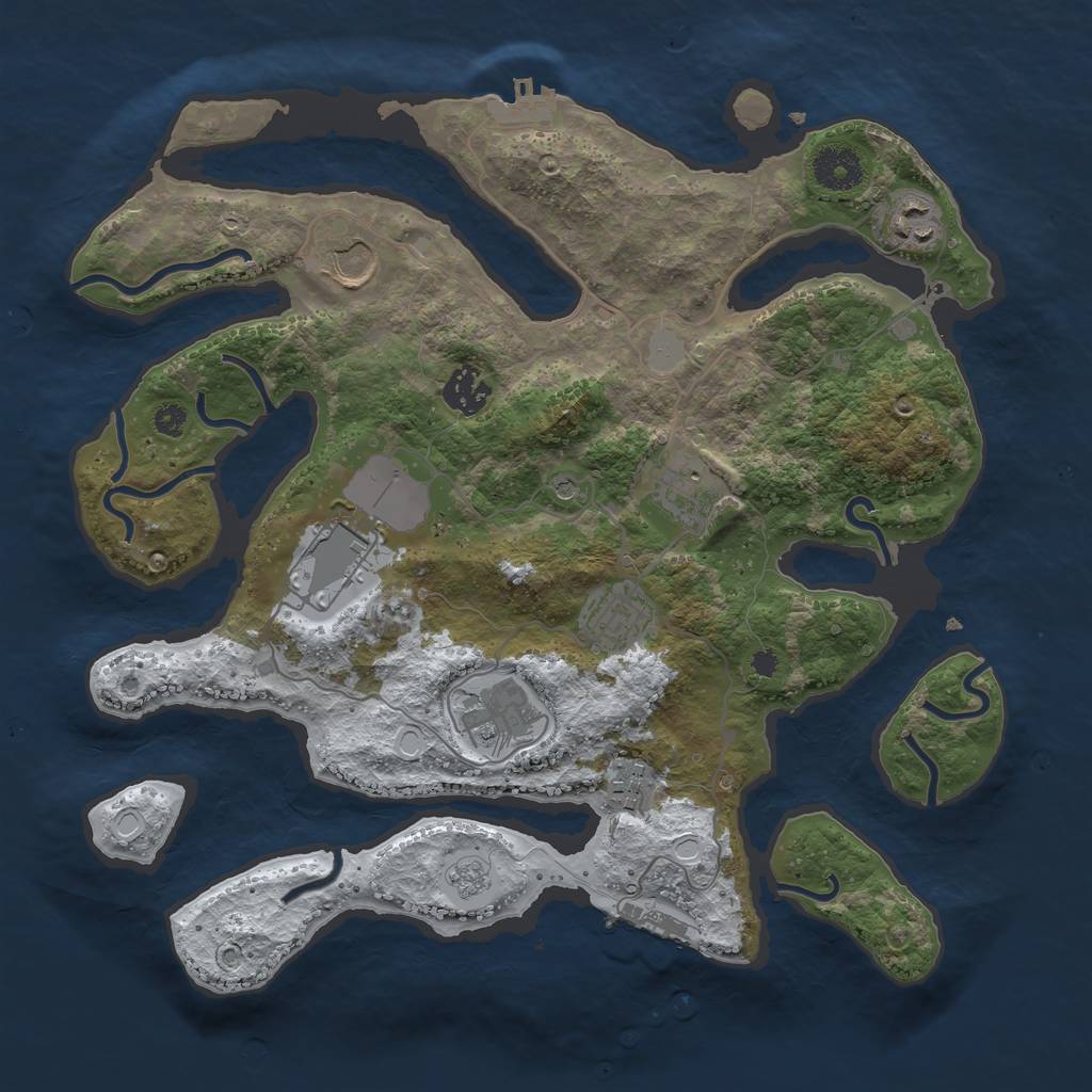 Rust Map: Procedural Map, Size: 3500, Seed: 611401370, 17 Monuments