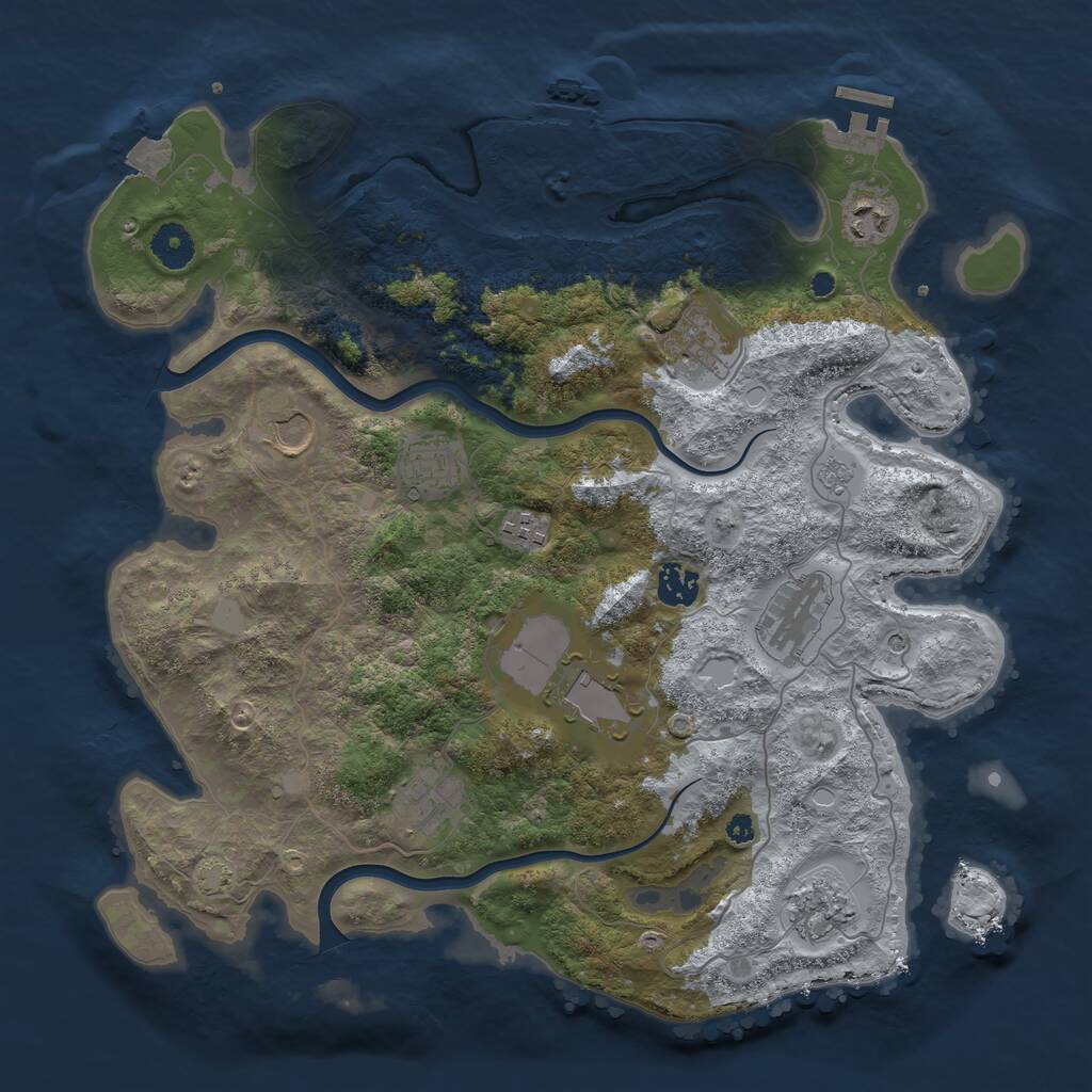 Rust Map: Procedural Map, Size: 3800, Seed: 1121726203, 16 Monuments