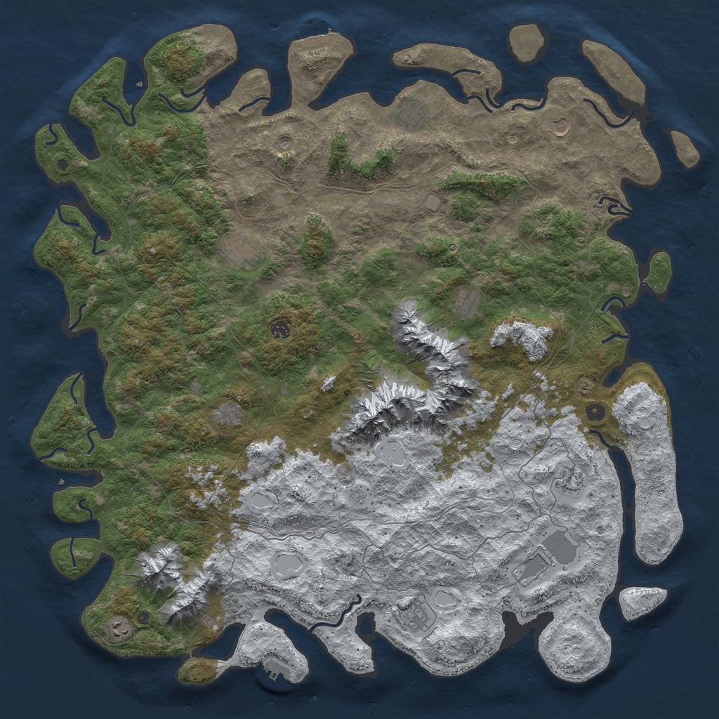 Rust Map: Procedural Map, Size: 5750, Seed: 843628474, 20 Monuments