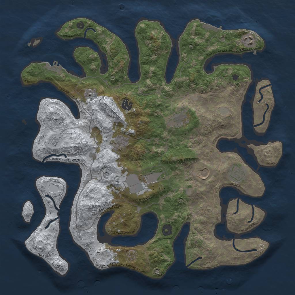 Rust Map: Procedural Map, Size: 4000, Seed: 997264, 17 Monuments