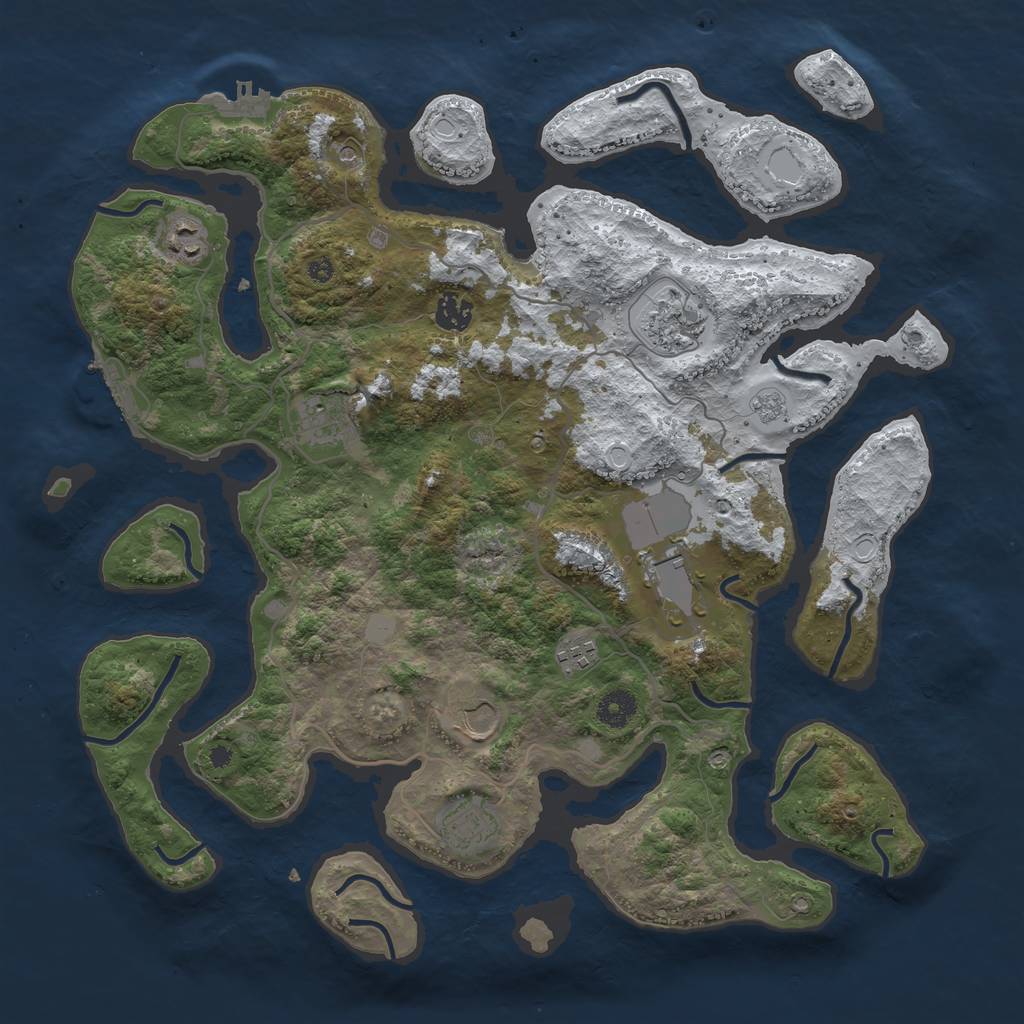 Rust Map: Procedural Map, Size: 4000, Seed: 3729647, 17 Monuments