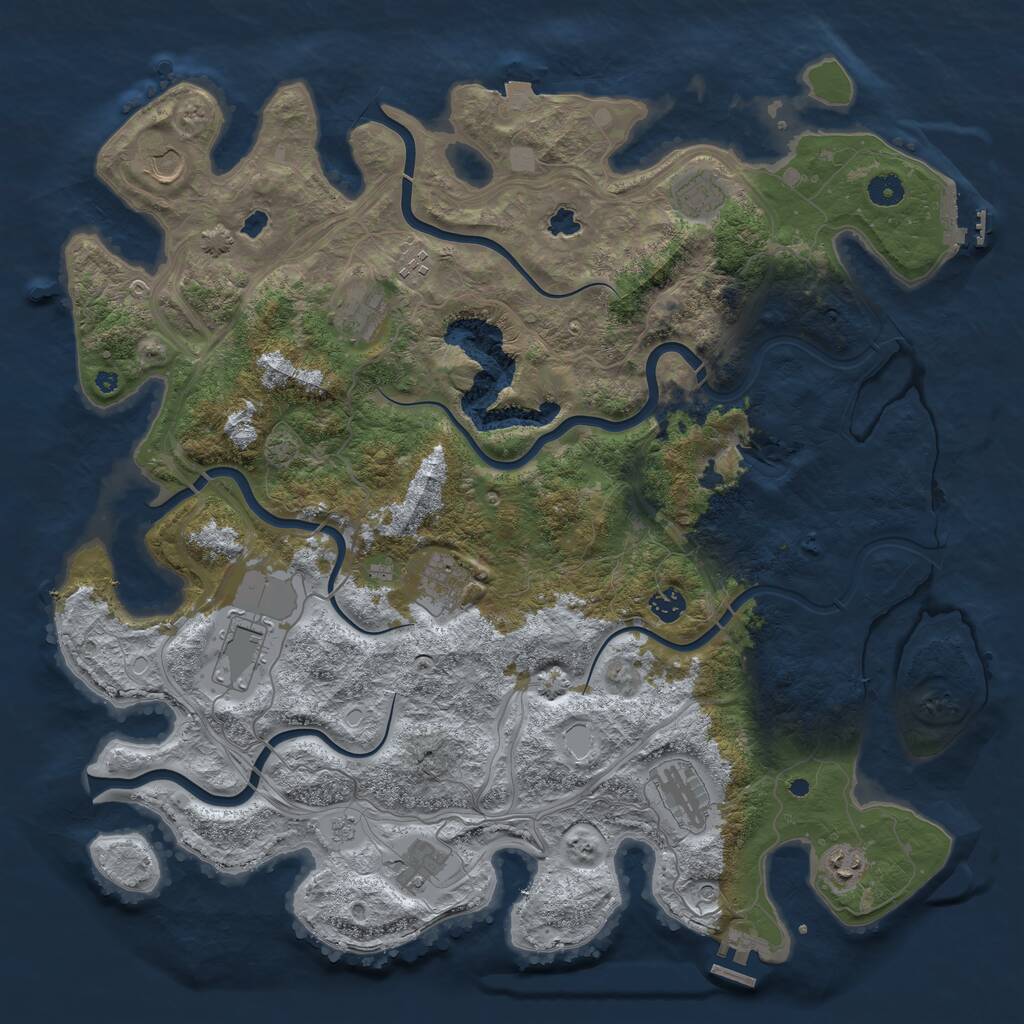 Rust Map: Procedural Map, Size: 4500, Seed: 1159735917, 16 Monuments