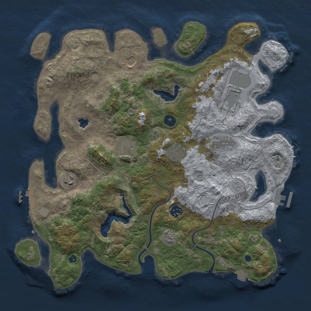 Rust Map: Procedural Map, Size: 4000, Seed: 3225467, 13 Monuments