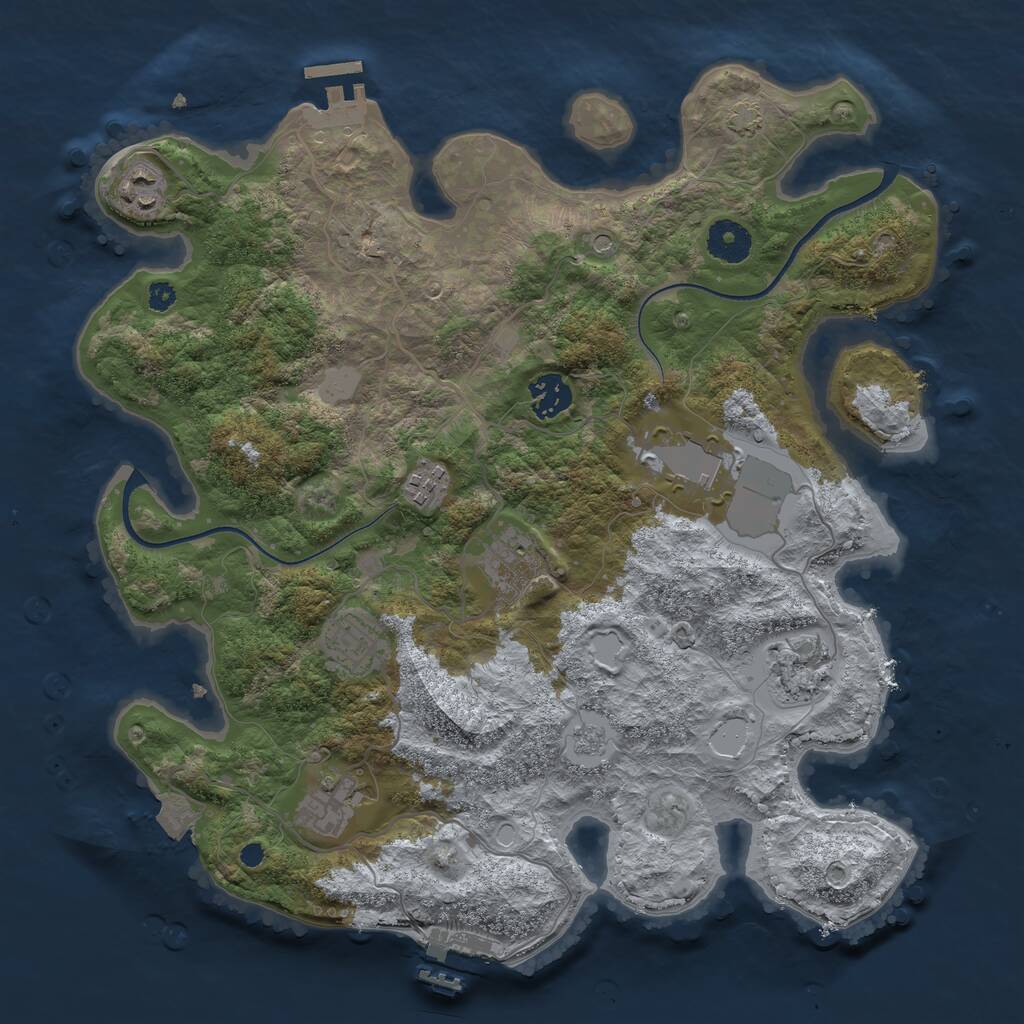 Rust Map: Procedural Map, Size: 3550, Seed: 238681, 14 Monuments