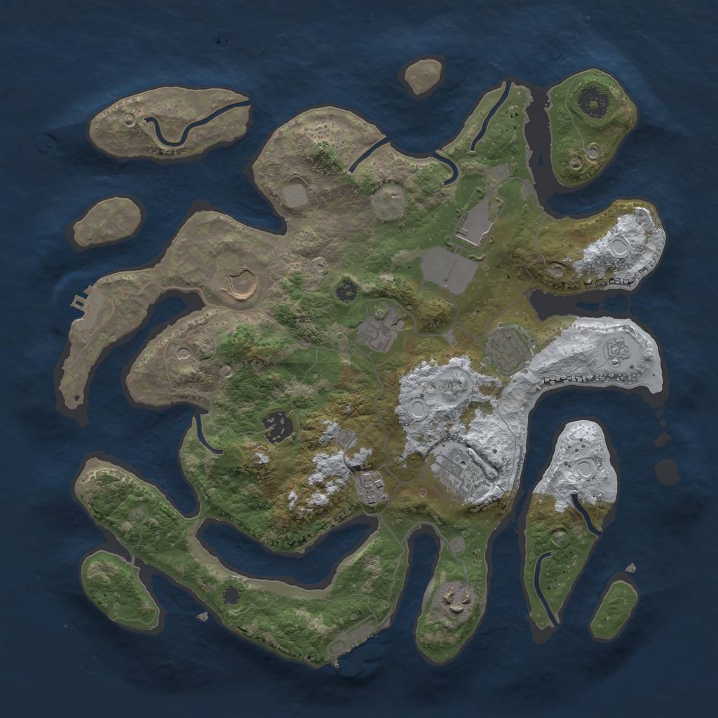 Rust Map: Procedural Map, Size: 3500, Seed: 5170793, 17 Monuments