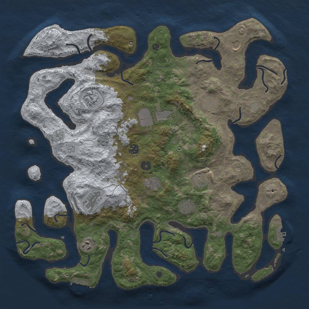 Rust Map: Procedural Map, Size: 4500, Seed: 1159552, 20 Monuments