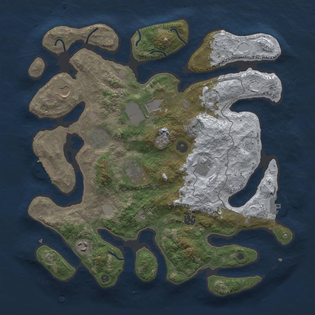 Rust Map: Procedural Map, Size: 4000, Seed: 4683693, 17 Monuments