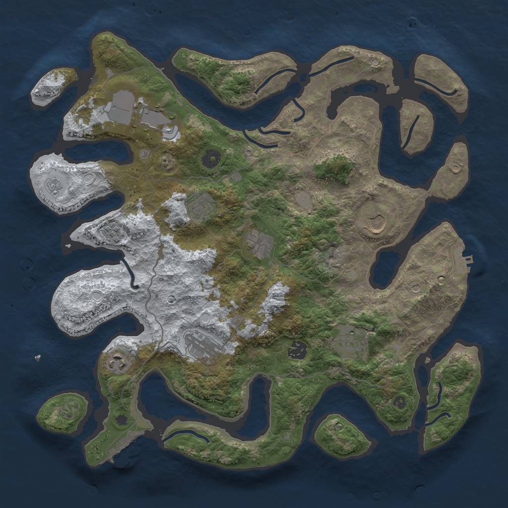 Rust Map: Procedural Map, Size: 4000, Seed: 671233, 18 Monuments