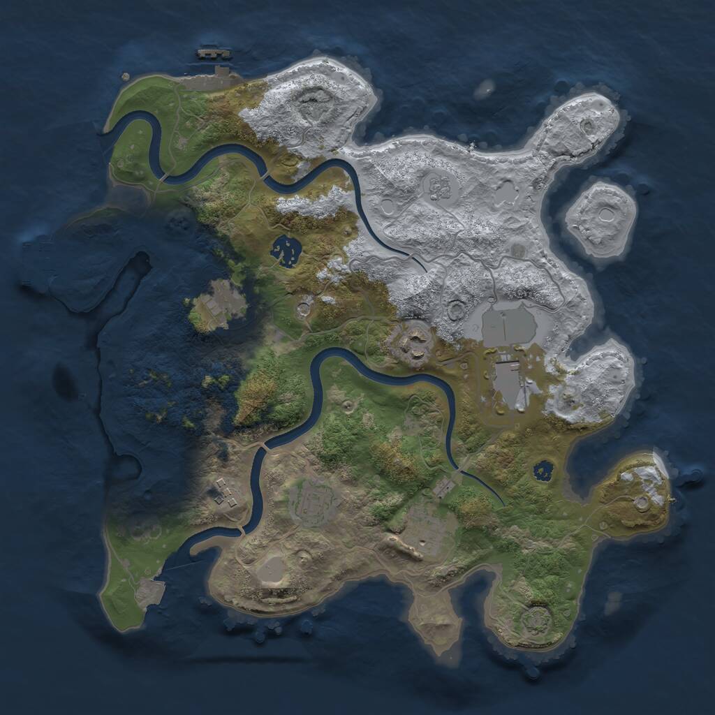 Rust Map: Procedural Map, Size: 3500, Seed: 45174, 13 Monuments