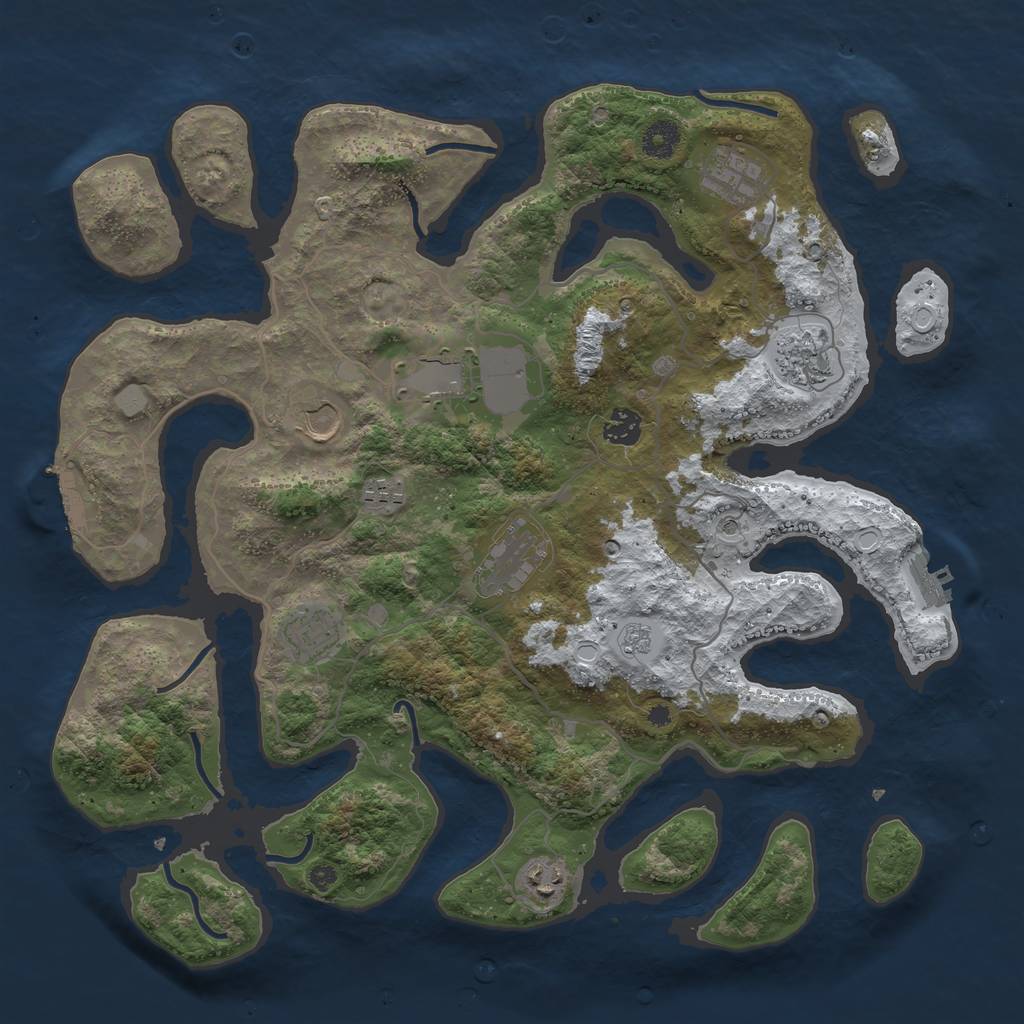 Rust Map: Procedural Map, Size: 4000, Seed: 2836685, 18 Monuments