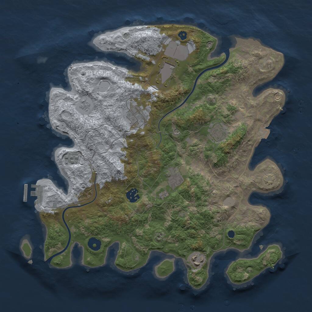 Rust Map: Procedural Map, Size: 3550, Seed: 65979, 12 Monuments