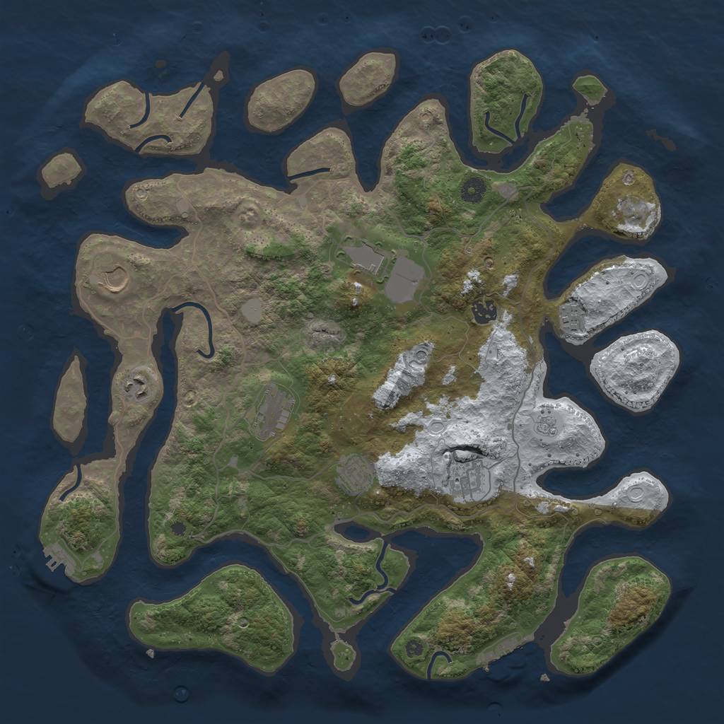 Rust Map: Procedural Map, Size: 4250, Seed: 5936826, 17 Monuments
