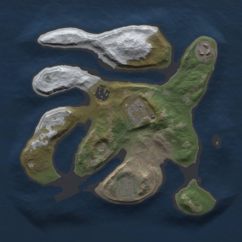 Rust Map: Barren, Size: 2500, Seed: 55555, 7 Monuments