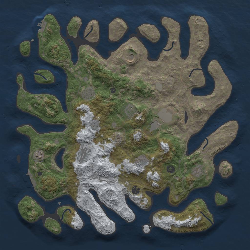 Rust Map: Procedural Map, Size: 4500, Seed: 2917677, 19 Monuments