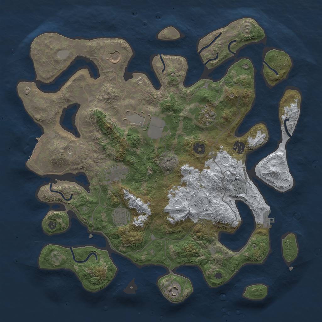 Rust Map: Procedural Map, Size: 4000, Seed: 896134527, 17 Monuments