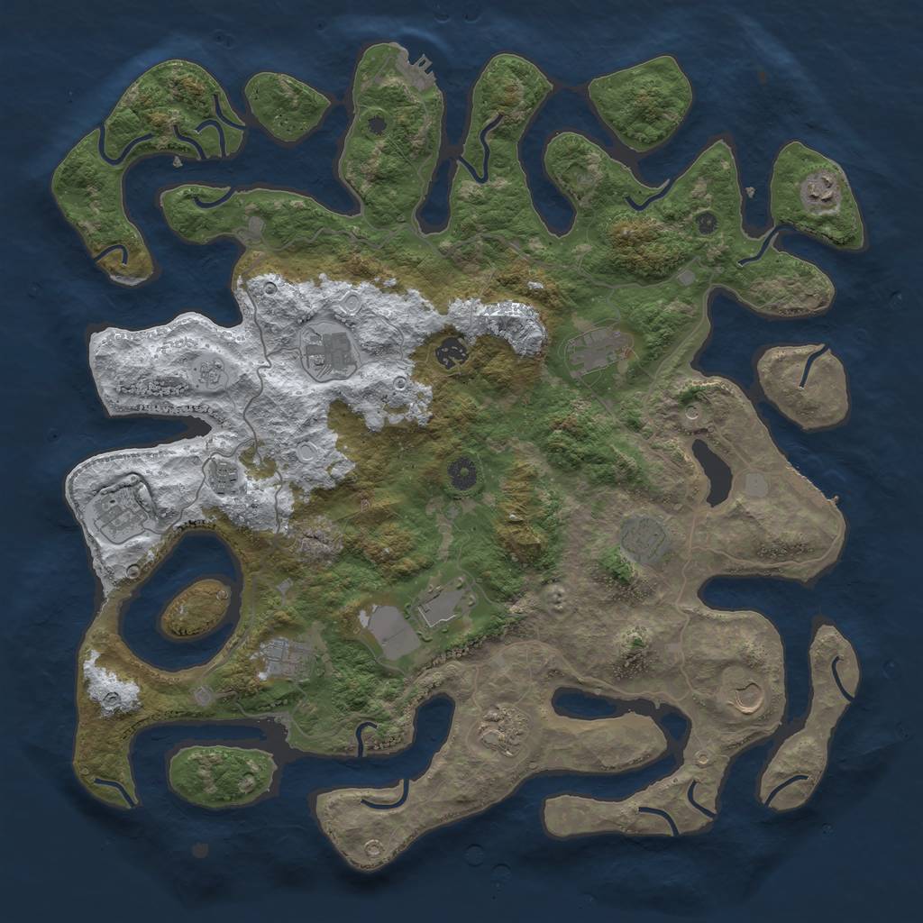 Rust Map: Procedural Map, Size: 4500, Seed: 3934749, 20 Monuments