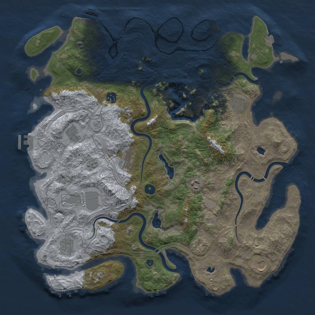 Rust Map: Procedural Map, Size: 4500, Seed: 5804503, 16 Monuments