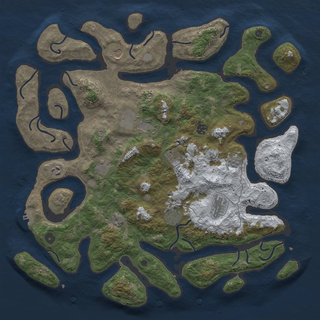 Rust Map: Procedural Map, Size: 4500, Seed: 224427, 17 Monuments