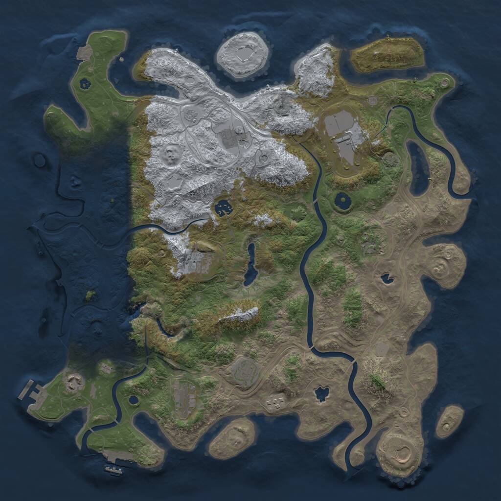 Rust Map: Procedural Map, Size: 4500, Seed: 121891, 16 Monuments