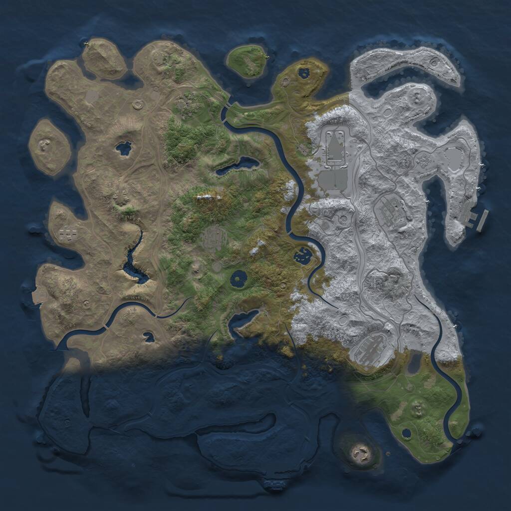 Rust Map: Procedural Map, Size: 4500, Seed: 3641313, 14 Monuments