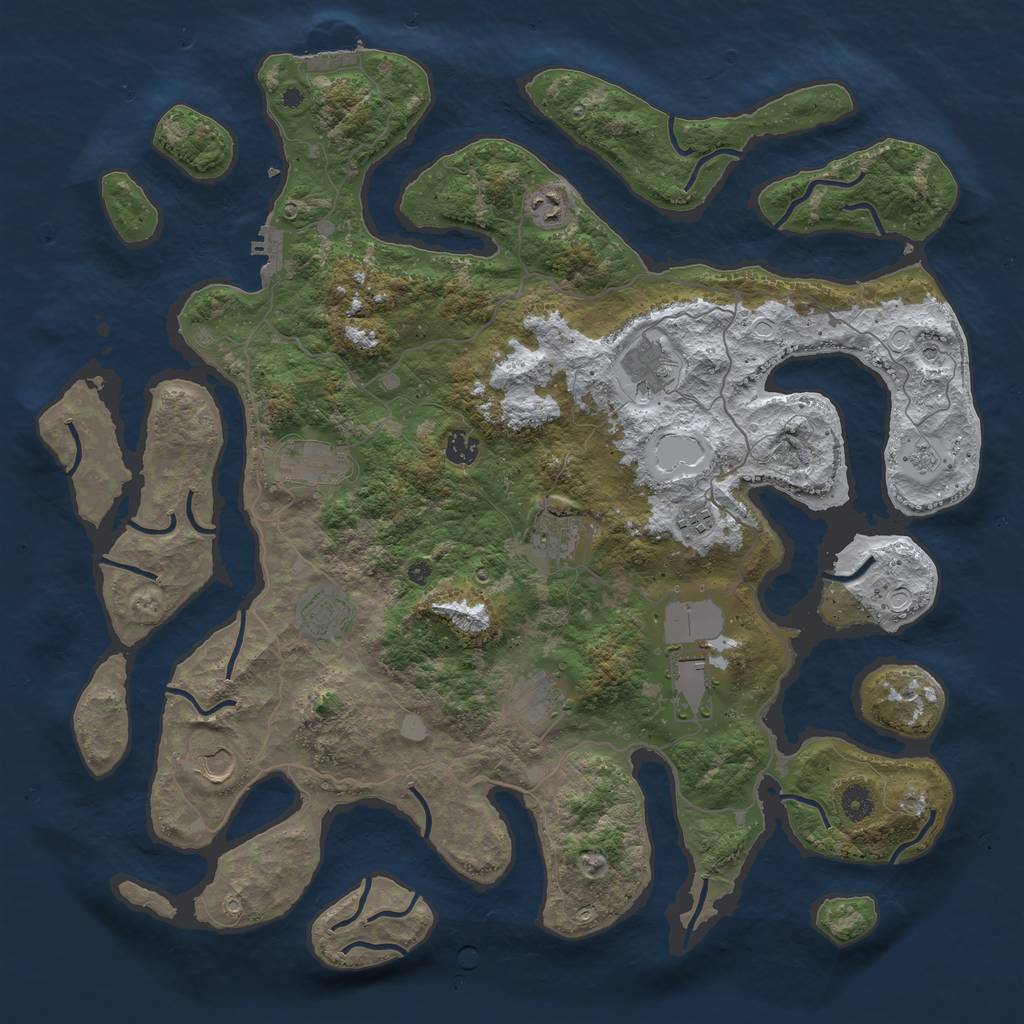 Rust Map: Procedural Map, Size: 4500, Seed: 3589381, 19 Monuments