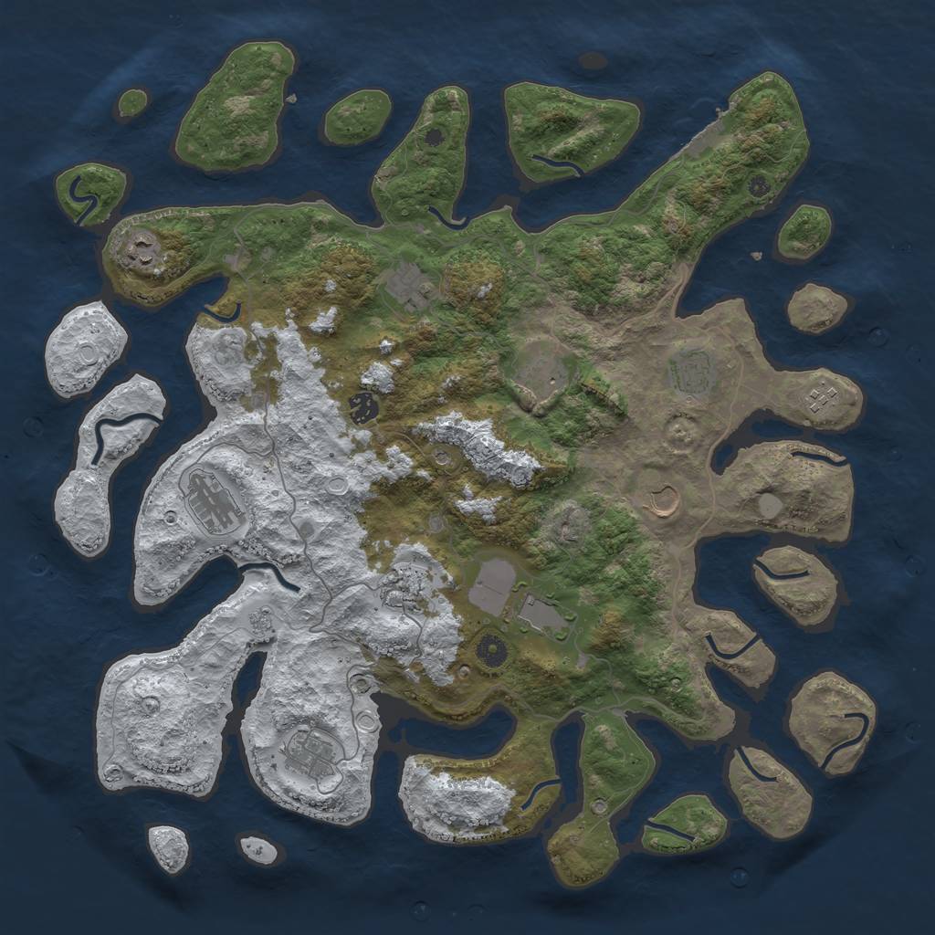 Rust Map: Procedural Map, Size: 4500, Seed: 513978, 19 Monuments