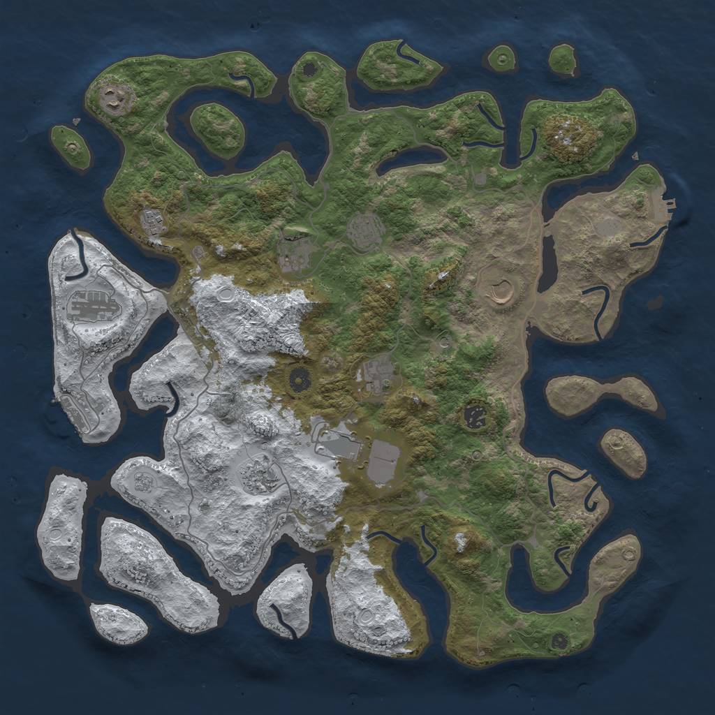 Rust Map: Procedural Map, Size: 4500, Seed: 559541, 19 Monuments