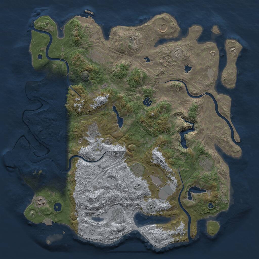 Rust Map: Procedural Map, Size: 4500, Seed: 4485067, 16 Monuments