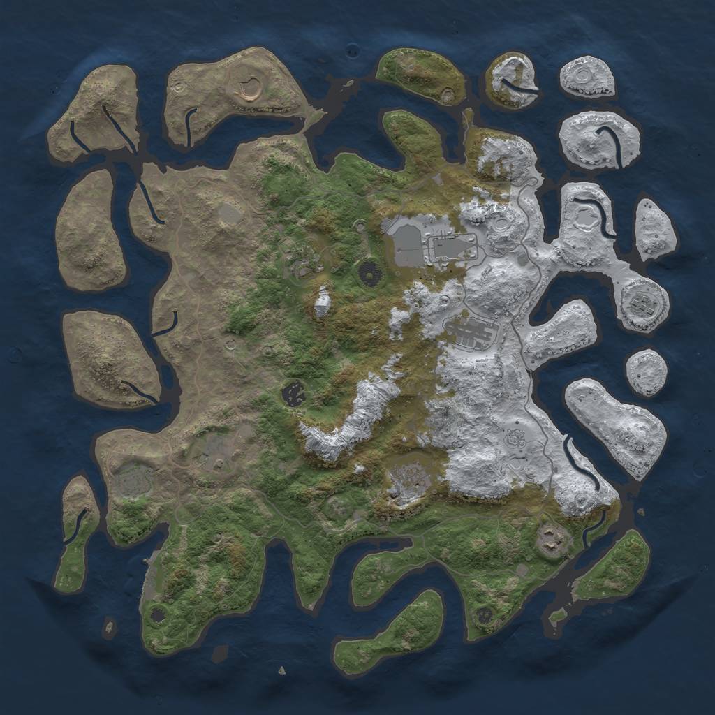 Rust Map: Procedural Map, Size: 4500, Seed: 2207385, 18 Monuments