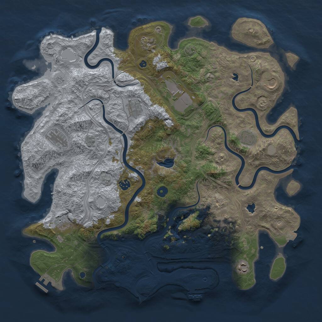 Rust Map: Procedural Map, Size: 4500, Seed: 1909173, 17 Monuments
