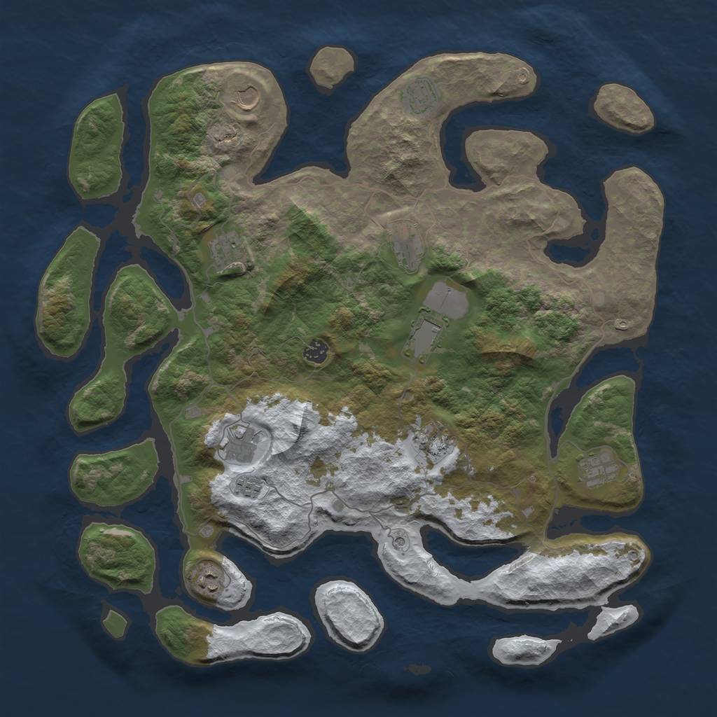 Rust Map: Barren, Size: 4500, Seed: 2424911, 14 Monuments