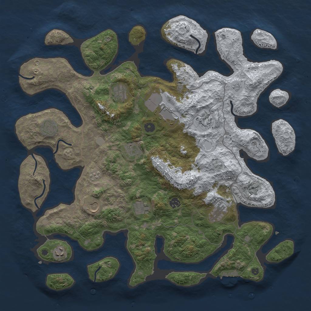 Rust Map: Procedural Map, Size: 4500, Seed: 5571722, 19 Monuments