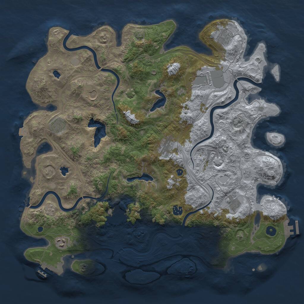 Rust Map: Procedural Map, Size: 4500, Seed: 2647991, 16 Monuments