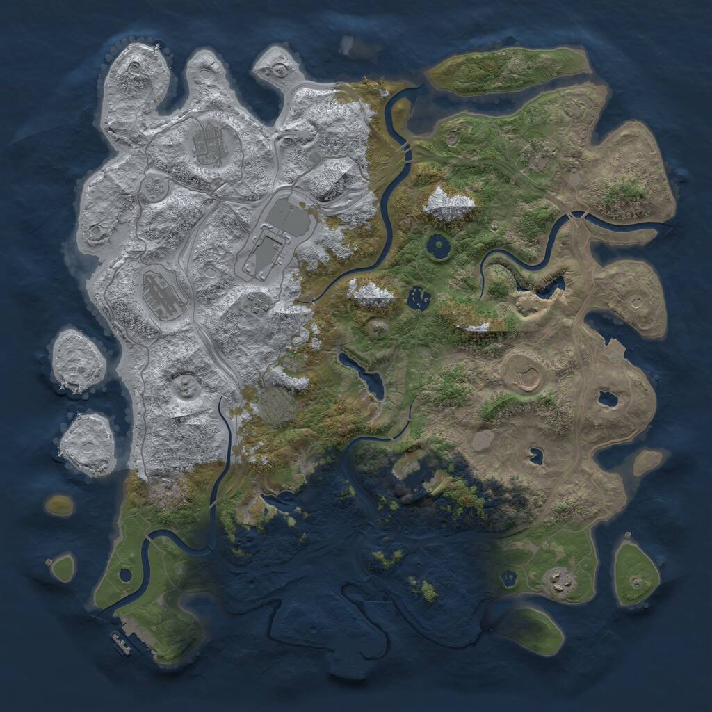Rust Map: Procedural Map, Size: 4500, Seed: 625151, 16 Monuments
