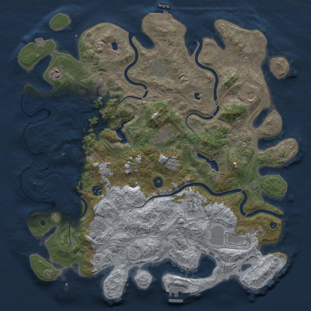 Rust Map: Procedural Map, Size: 4500, Seed: 6401308, 16 Monuments