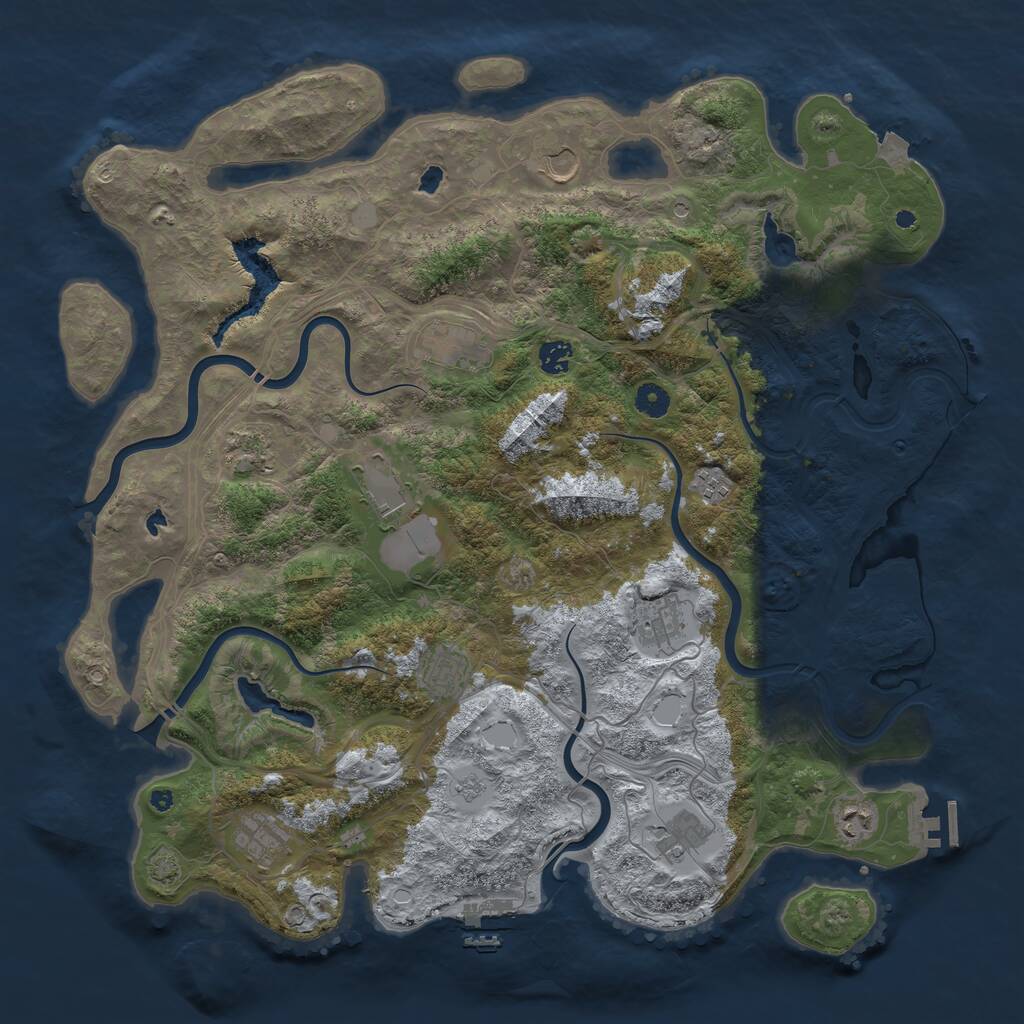 Rust Map: Procedural Map, Size: 4500, Seed: 3484184, 17 Monuments