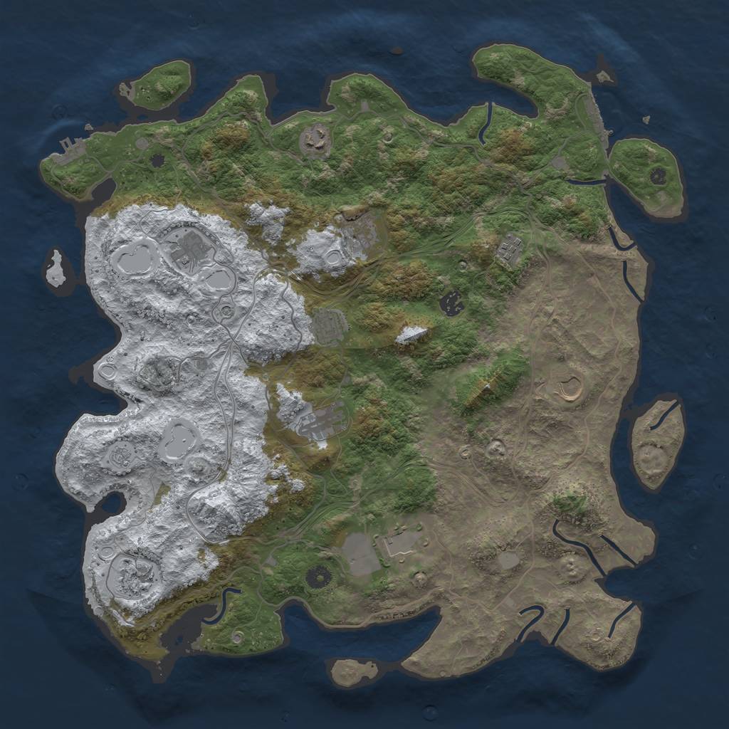 Rust Map: Procedural Map, Size: 4500, Seed: 3351122, 19 Monuments