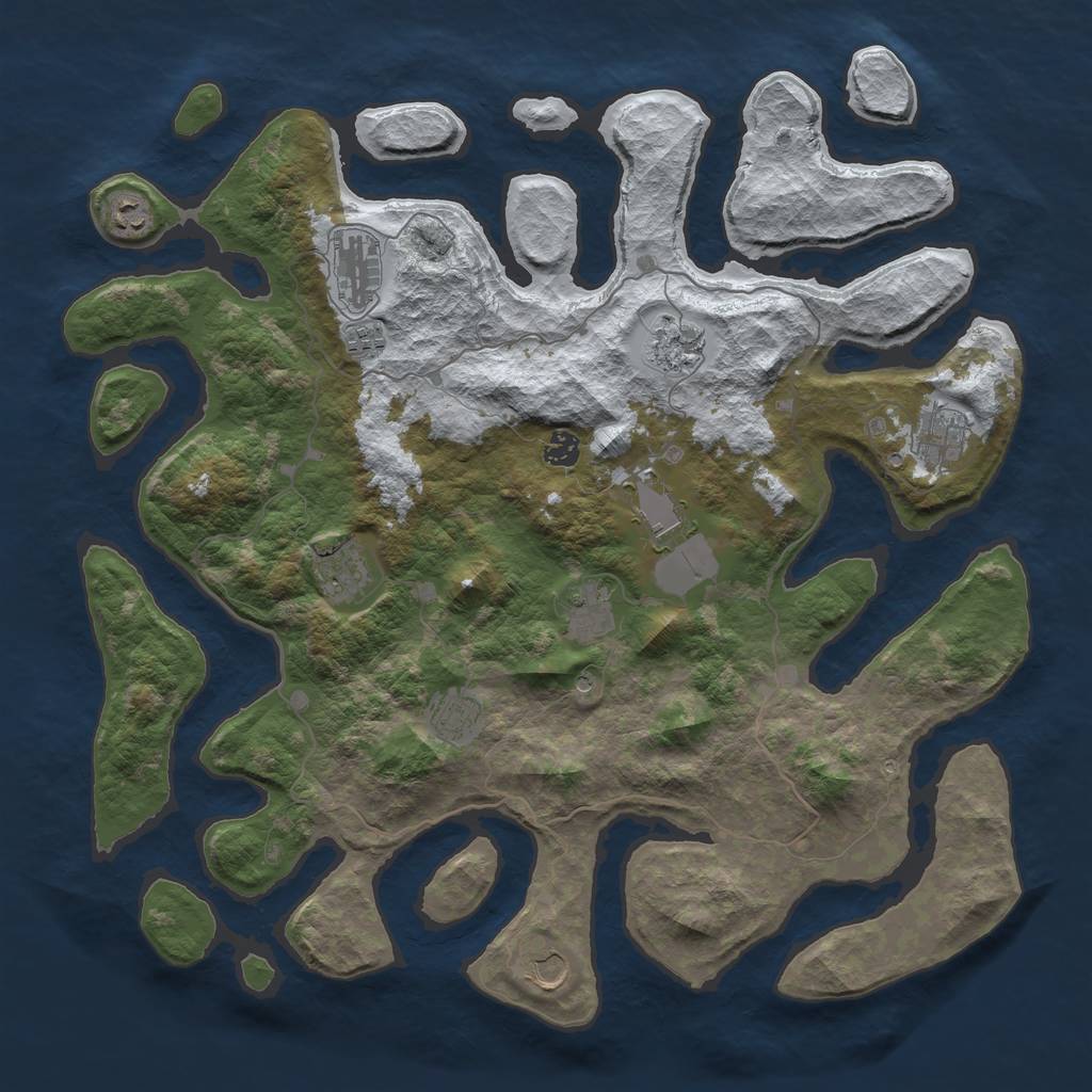 Rust Map: Barren, Size: 4500, Seed: 333259, 14 Monuments