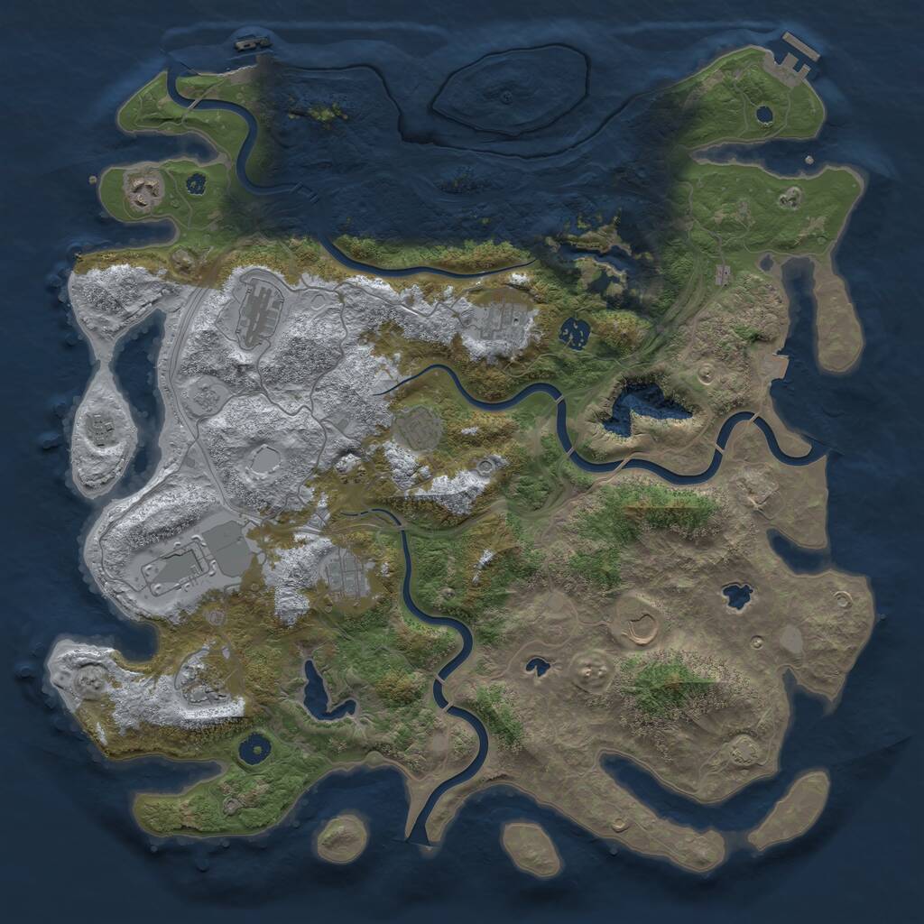 Rust Map: Procedural Map, Size: 4500, Seed: 3929938, 16 Monuments