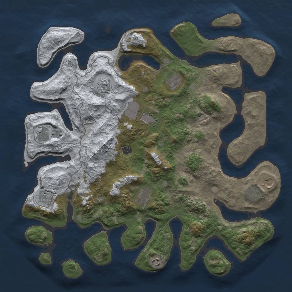 Rust Map: Barren, Size: 4500, Seed: 2076965, 14 Monuments