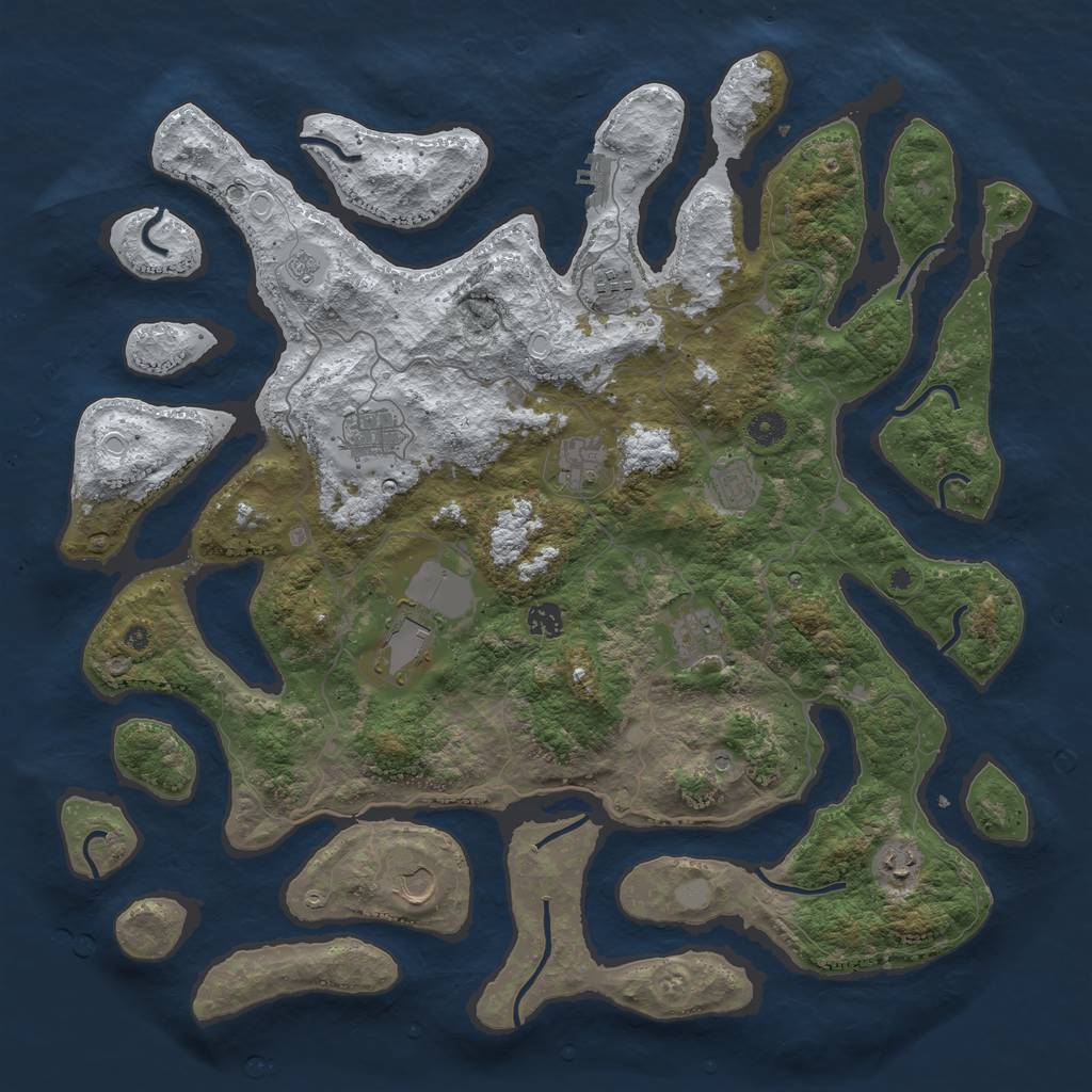 Rust Map: Procedural Map, Size: 4500, Seed: 3203215, 17 Monuments