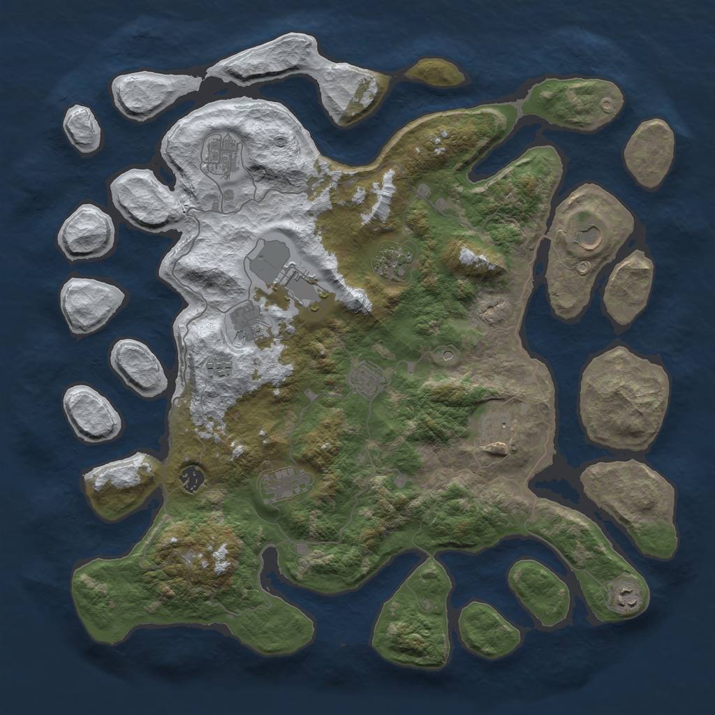 Rust Map: Barren, Size: 4500, Seed: 5833514, 14 Monuments