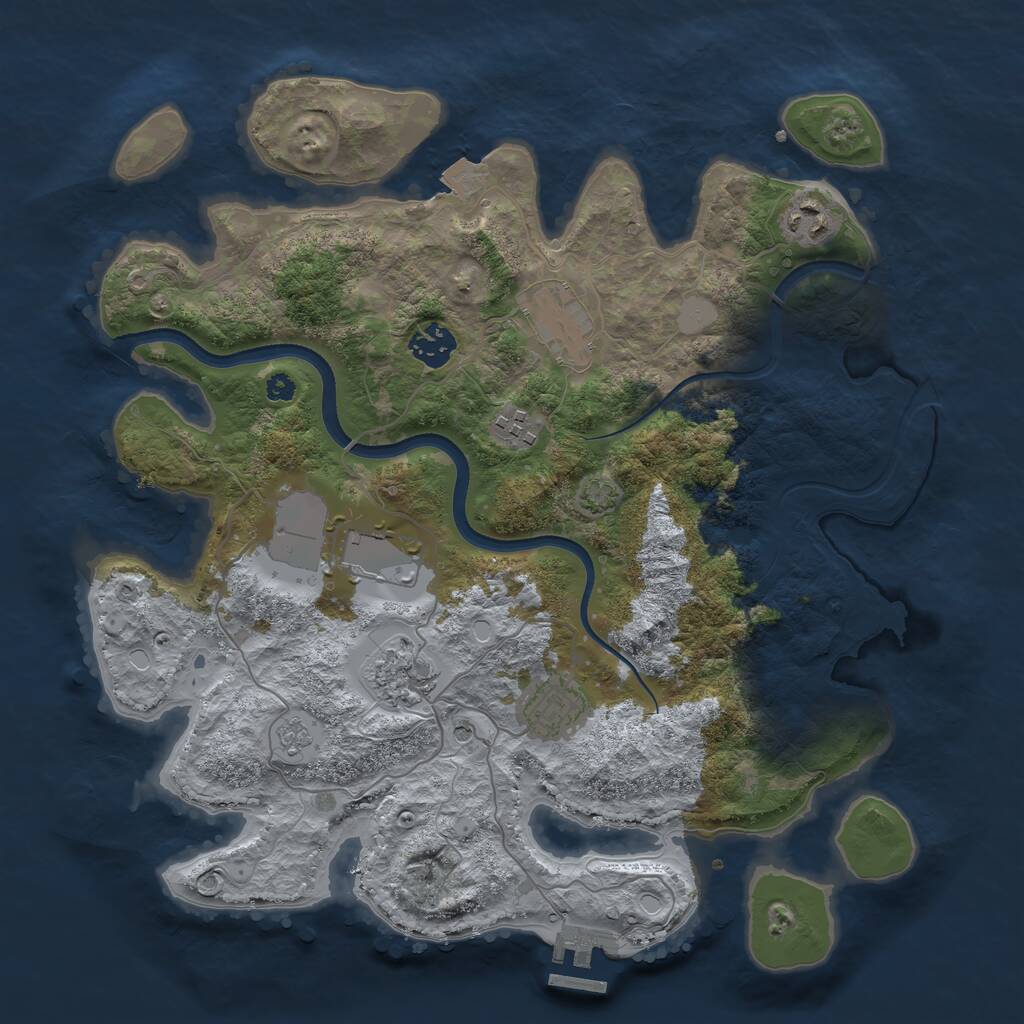 Rust Map: Procedural Map, Size: 3550, Seed: 76679, 12 Monuments