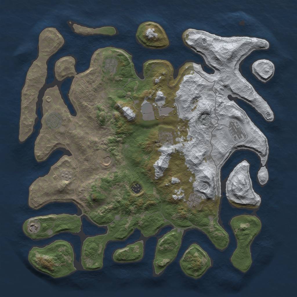 Rust Map: Barren, Size: 4500, Seed: 3491291, 13 Monuments