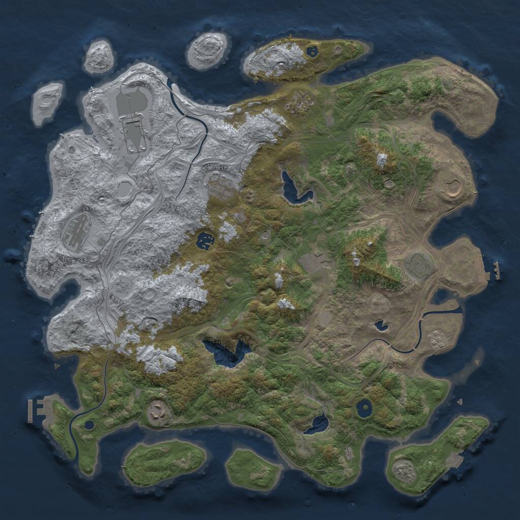 Rust Map: Procedural Map, Size: 4500, Seed: 3270190, 16 Monuments